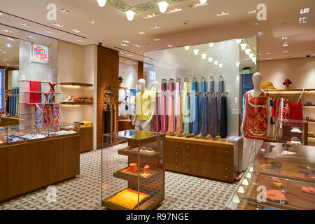 DOHA, QATAR - CIRCA MAY, 2017: inside Hermes store at Hamad International Airport of Doha. Stock Photo