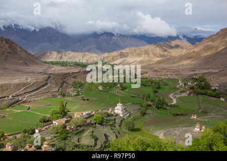 The view from the roof of the monastery of Likir (Likir Gompa), Leh district, Ladakh, Himalayas, Jammu and Kashmir, Northern India Stock Photo