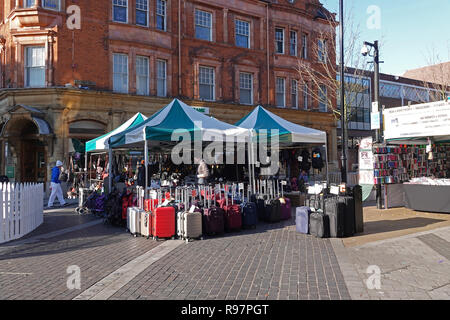 Luggage street market stall in Redhill, Surrey, UK Stock Photo