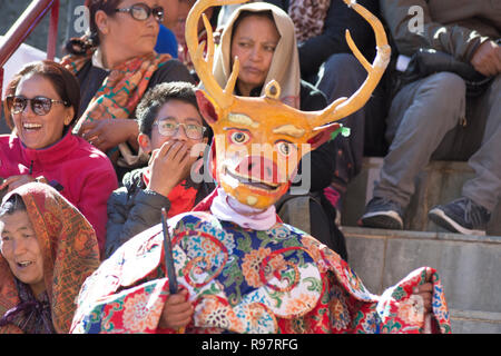 Buddhist dances at Gustor Mask Festival in Tikshey Monsatery,Ladakh Stock Photo