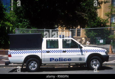 POLICE PATROL WAGON PARKED IN AN INNER CITY STREET, SYDNEY, NEW SOUTH WALES, AUSTRALIA Stock Photo