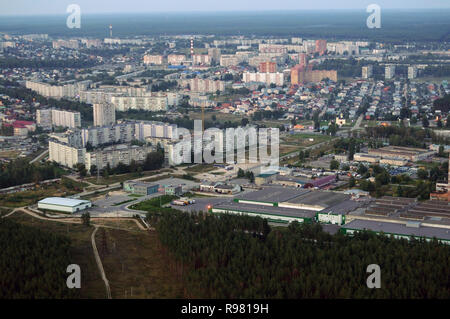 Kovrov, Russia. 11 August 2013. Kovrov town from the air in the evening Stock Photo