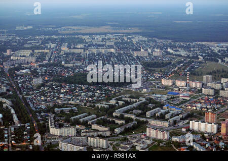 Kovrov, Russia. 11 August 2013. Kovrov town from the air in the evening Stock Photo