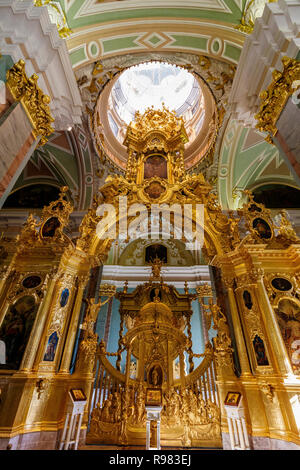 Interior of the Saints Peter and Paul Cathedral inside Peter and Paul Fortress on Hare Island, St Petersburg, Russia. Resting place of the Royalty. Stock Photo