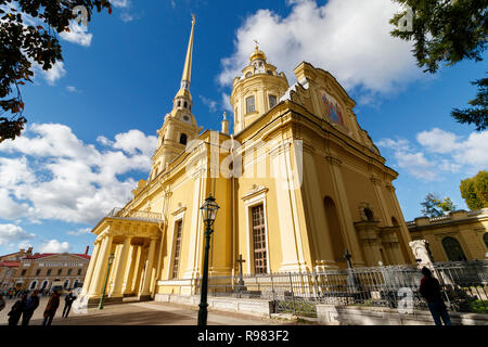 The Saints Peter and Paul Cathedral, inside the Peter and Paul Fortress in St Petersburg, Russia. Russian Orthodox. From a design ny Domenico Trezzini Stock Photo