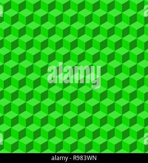 Volume texture made from green cubes. 3d geometric pattern. Vector illustration. Abstract geometric background with cubes. Stock Vector