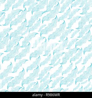 Seamless hand-drawn waves pattern. Abstract wavy background, nature theme. Vector illustration Stock Vector