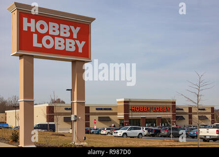HICKORY, NC, USA-12-19-18: Hobby Lobby, one of more than 800 privately-owned chain of arts and crafts stores. Stock Photo