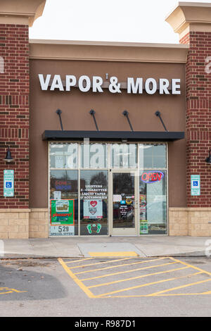 HICKORY, NC, USA-12-19-18: An example of stores selling e-cigarettes.  Using these devices is commonly called 'vaping'. Stock Photo