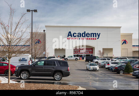 HICKORY, NC, USA-12-19-18: A local Academy Sports + Outdoors store, one of a chain of discount sporting good, based in Harris County, Texas. Stock Photo
