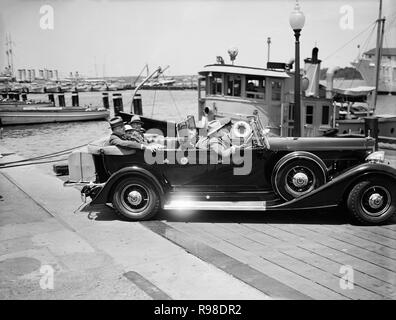 U.S. President Franklin Roosevelt arriving at Annapolis, Maryland, USA, Harris & Ewing, 1935 Stock Photo