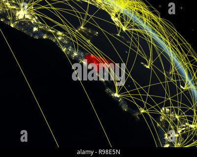 Honduras from space on model of digital planet Earth with network ...