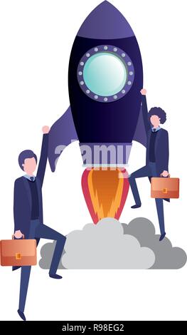 businessmen with rocket avatar character Stock Vector Image & Art - Alamy