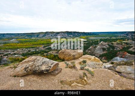 North Dakota, Medora, Theodore Roosevelt  National Park, North Unit, Oxbow Overlook Stock Photo