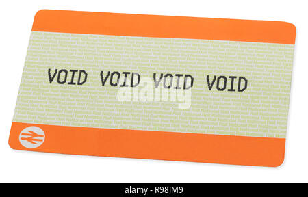 National Rail ticket with the words Void on the front four time Stock Photo