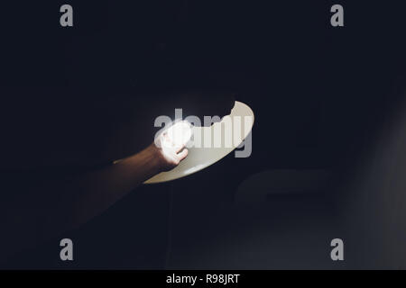Hands changing with new LED lamp light bulb,Power saving concept. Stock Photo