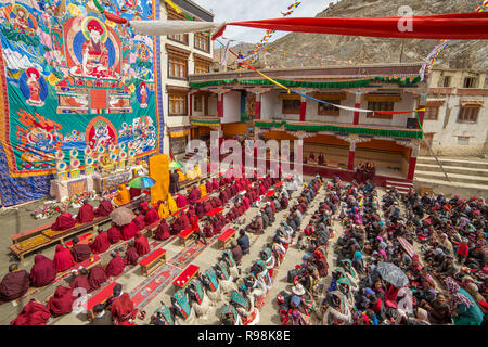 Lamayuru, India - June 19, 2017: Different ladakhi ethnic groups celebrating Rinpoche birthday on Lamayuru monastery, Ladakh, India Stock Photo