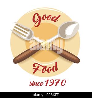 Restaurant or cafe emblem with wording Good Food. Vector illustration. Stock Vector