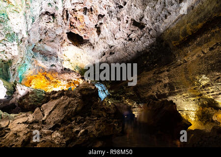 Cave room in Cueva de los Verdes, an amazing lava tube and tourist attraction on Lanzarote island, Spain Stock Photo
