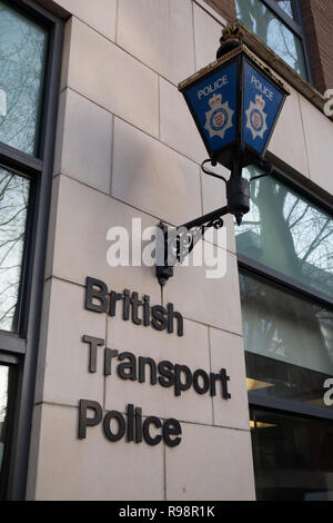 Exterior of the British Transport Police Station at 16 Whitfield St, Fitzrovia, London W1 Stock Photo