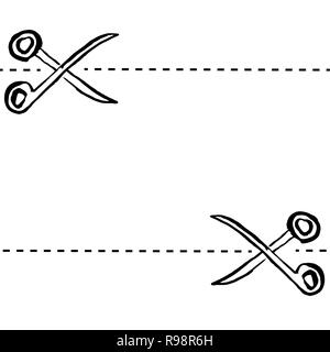 Grunge ink hand drawn scissors seamless pattern. Vector illustration. Stock Vector