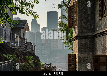 CHONGQING, CHINA - SEPTEMBER 21: View of traditional Chinese architecture at Longmenhao old street on September 21, 2018 in Chongqing Stock Photo