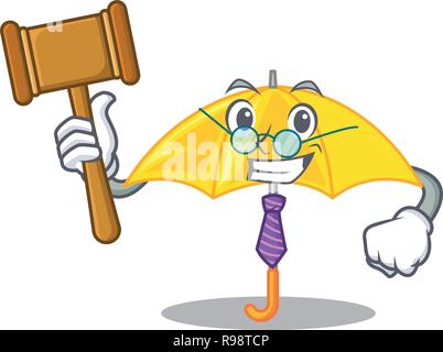 Judge classic yellow umbrella in shape cartoon Stock Vector