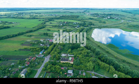 A village in central Russia photographed from a great height Stock Photo