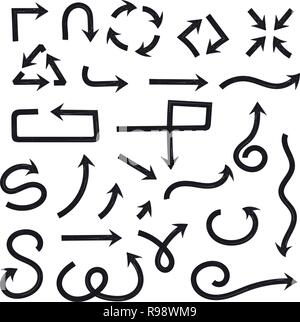 Black arrows set. Flat web icons Stock Vector