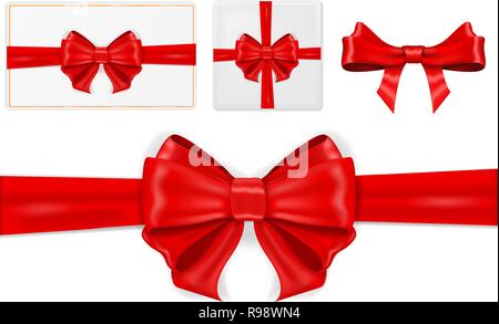 Red ribbon bow as decorations Stock Vector