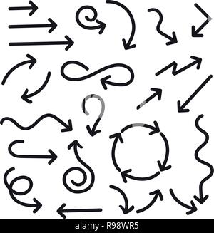 Black arrows set. Flat web icons Stock Vector