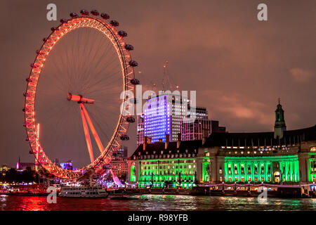 a beautiful night photo taken of the London Eye in London from Westminster bridge whilst on my latest holiday there. Stock Photo