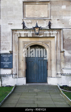 LONDON, ENGLAND - FEBRUARY 12, 2018. Entrance to St. Margarets Church, Westminster Abbey, London, England, February 12, 2018. Stock Photo