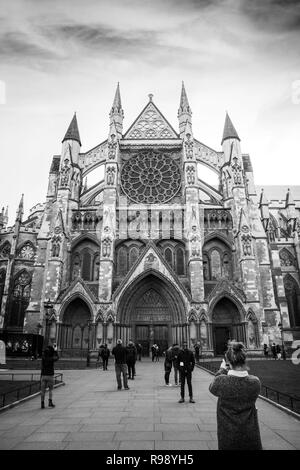 LONDON, ENGLAND - FEBRUARY 12, 2018. Great North entrance and facade, Westminster Abbey, London, England, February 12, 2018. Stock Photo