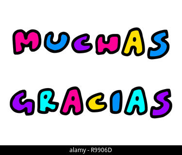 Spanish translation for thank you 'muchas gracias' illustration Stock ...