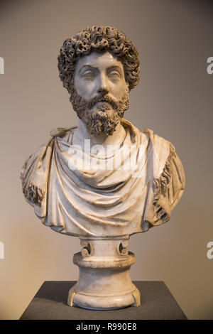 Marble portrait bust of Marcus Aurelius; Roman, A.D. 161-169. Metropolitan  Museum Of Art, NY City Stock Photo - Alamy