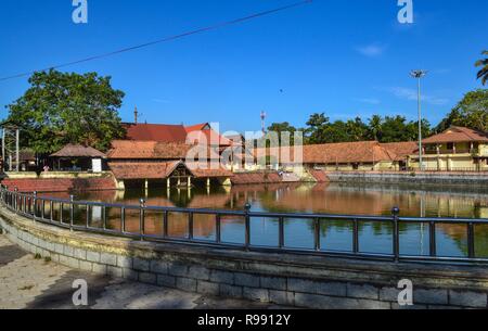 Alleppey/Alappuzha Sri Krishna temple and temple pond-Kerala/India Stock Photo