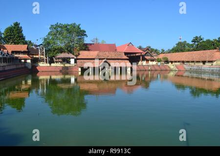 Alleppey/Alappuzha Sri Krishna temple and temple pond-Kerala/India Stock Photo