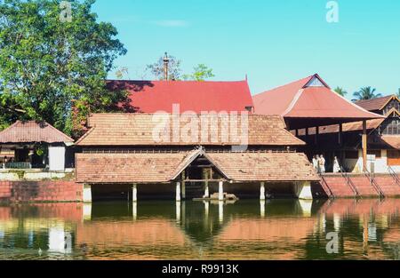 Alleppey/Alappuzha Sri Krishna temple and temple pond-Kerala/India Stock Photo