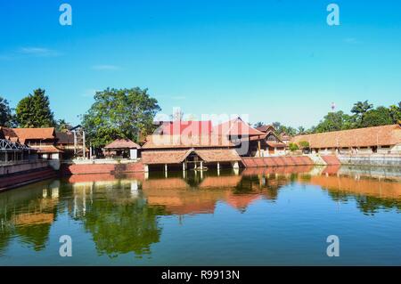 Alleppey/Alappuzha Sri Krishna temple and temple pond-Kerala/India Stock Photo