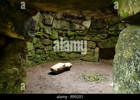 Carn Euny. Iron age ancient village in south-west England. It was inhabited from the Iron Age until the end of the Roman occupation of Britain Stock Photo