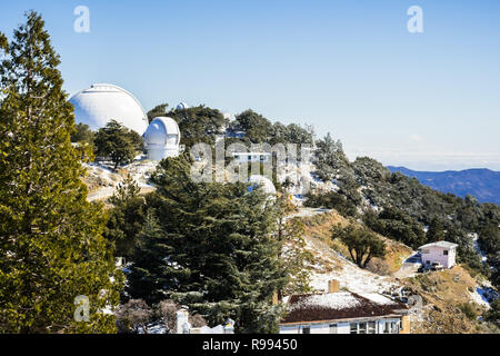 Winter landscape at Lick Observatory complex (owned and operated by the University of California) on top of Mt Hamilton,  San Jose, south San Francisc Stock Photo