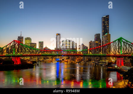 brisbane with story bridge in australia at night Stock Photo