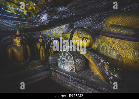 Dambulla cave temple or Golden Temple of Dambulla, World Heritage Site in Sri Lanka Stock Photo