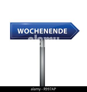 blue arrow sign with german text weekend vector illustration EPS10 Stock Vector