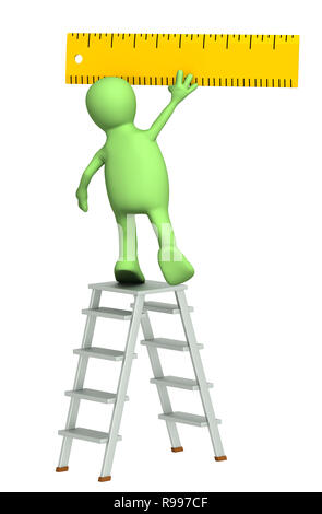 Measuring Ruler Puppet 3d puppet with ruler - over white Stock Photo - Alamy