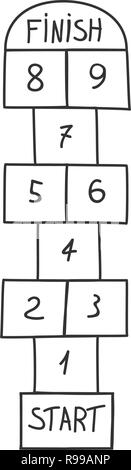Problem solution concept. Step by step hopscotch game plan Stock Vector