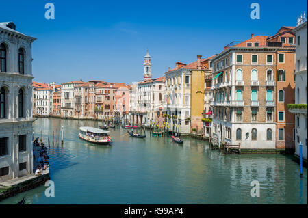 Traditional view of Venice channels - popular touristic attraction of Italy. Stock Photo