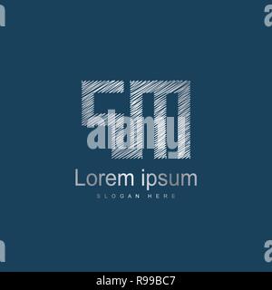 Initial Letter PM Logo Template Vector Design. Silver letter logo Stock Vector