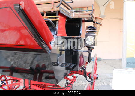 A carriage without horses, in its details with restored red. Stock Photo